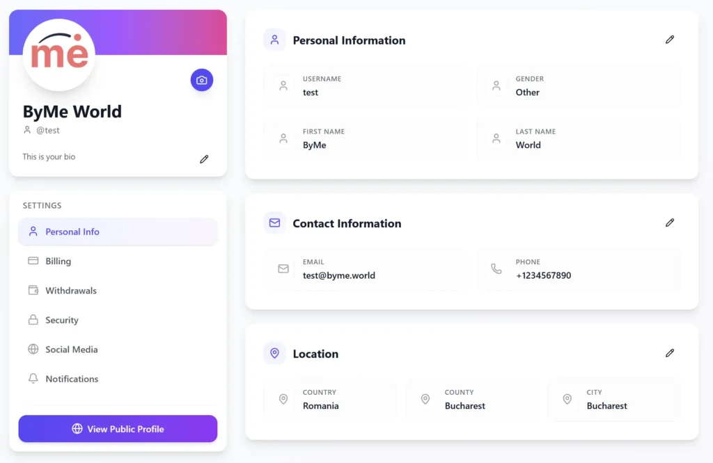 Profile Settings